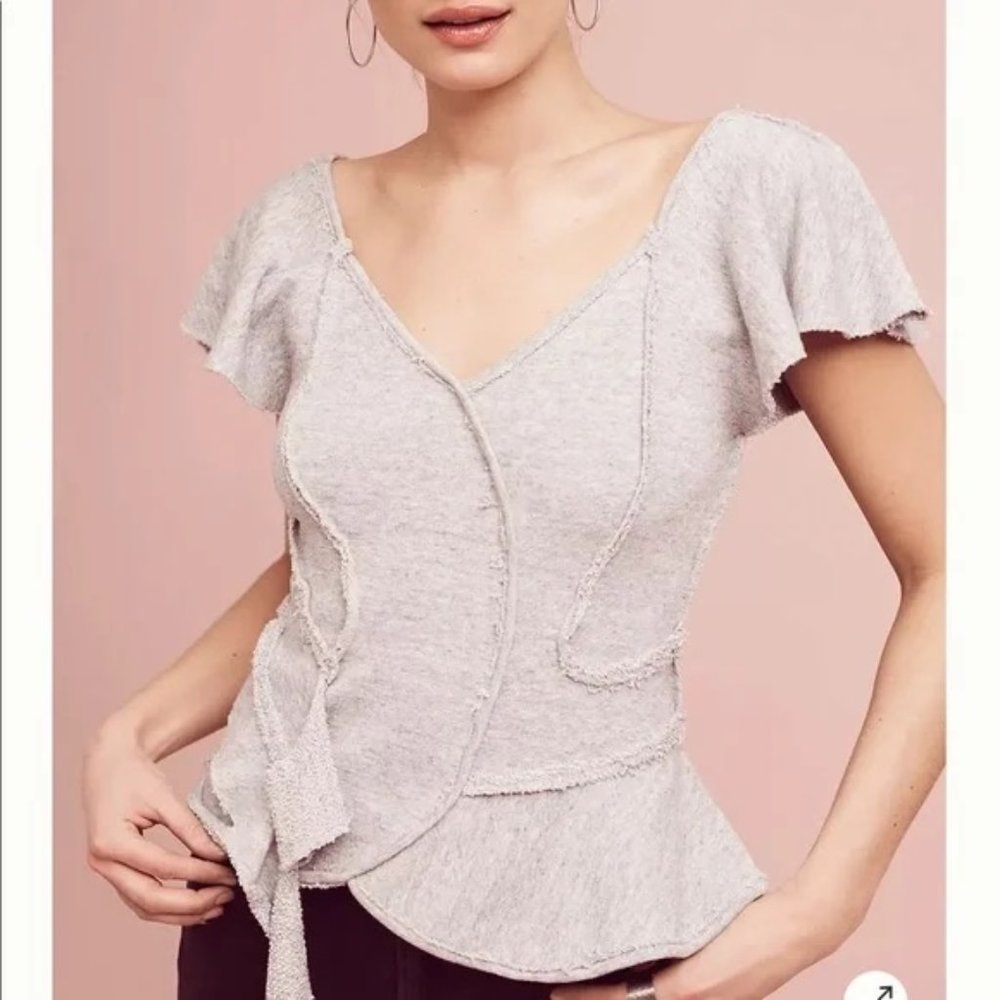 Anthropologie XS Gray Peplum Blouse